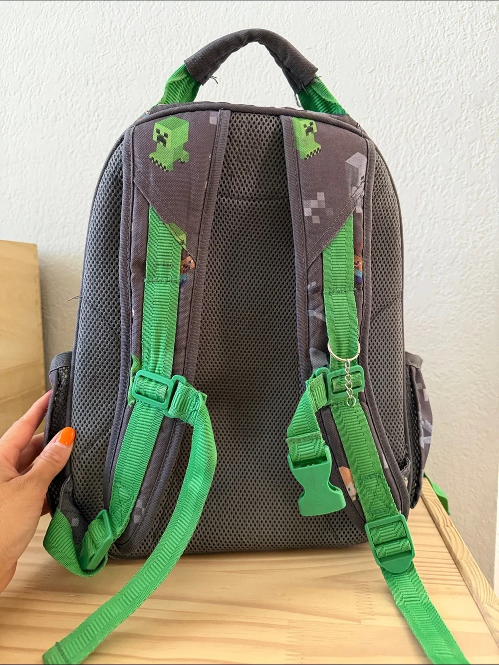 Minecraft Pottery Barn kids Gray & Green Backpack Set with Lunch Bag and Bottle